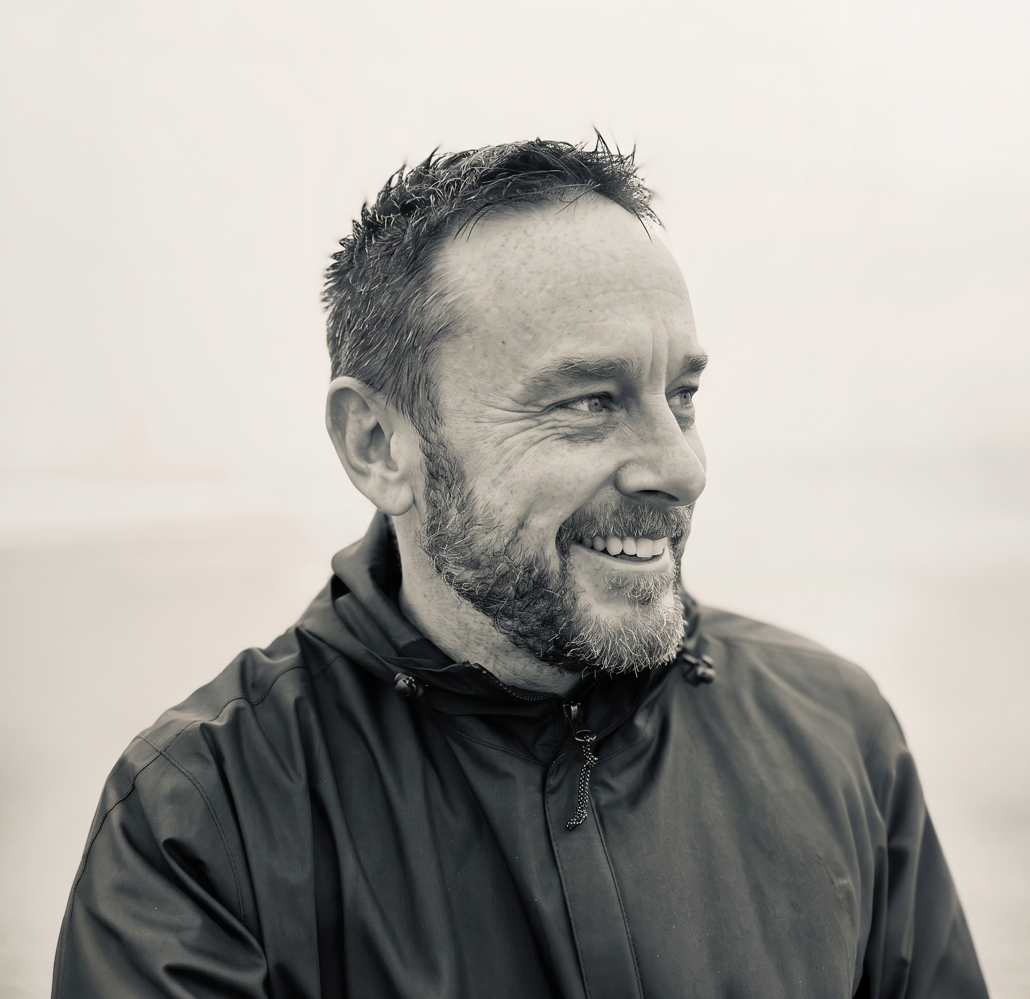 Black and white photo of bruce